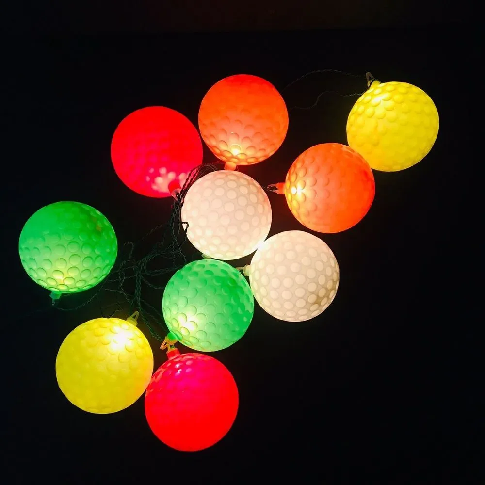 VTG Kurt S. Adler Golf Ball‎ Party Patio Lights 10 Lights Bright Waterproof 80s